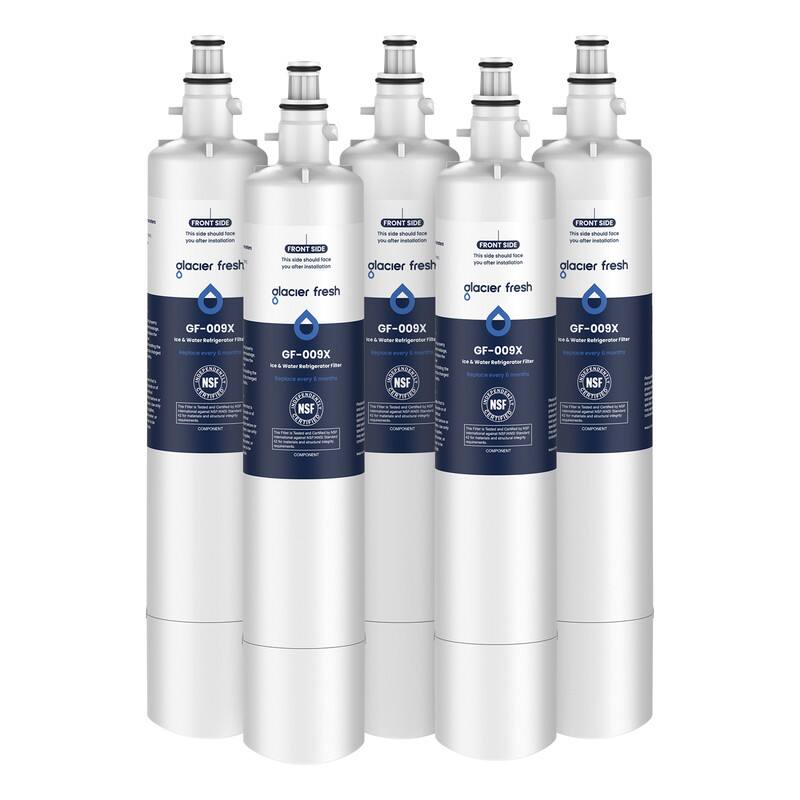 FRONT SIDE This side should face you after installation

glacier fresh

GF-009X Water Refrigerator Filter

Replace every 6 months

NSF

COMPONENT