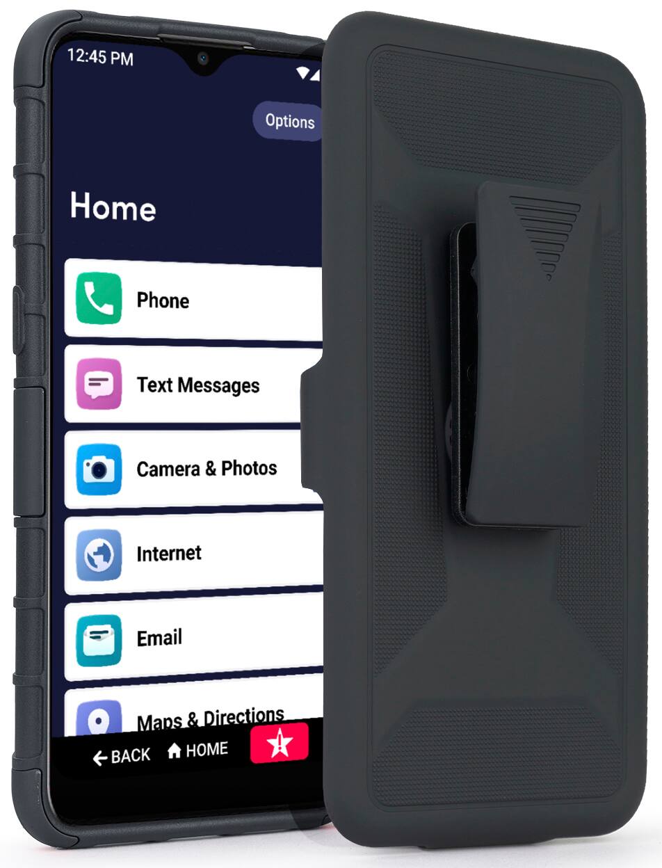 12:45 PM  
Options  
Home  
Phone  
Text Messages  
Camera & Photos  
Internet  
Email  
Maps & Directions  
BACK HOME