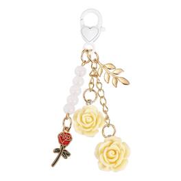 Unique Bargains - Rose Flower Key Chains w/ LOVE Mini Rose Pendant Keyrings, Elegant Car Keychains for Women Purse Handbag Bag Keys - Yellow