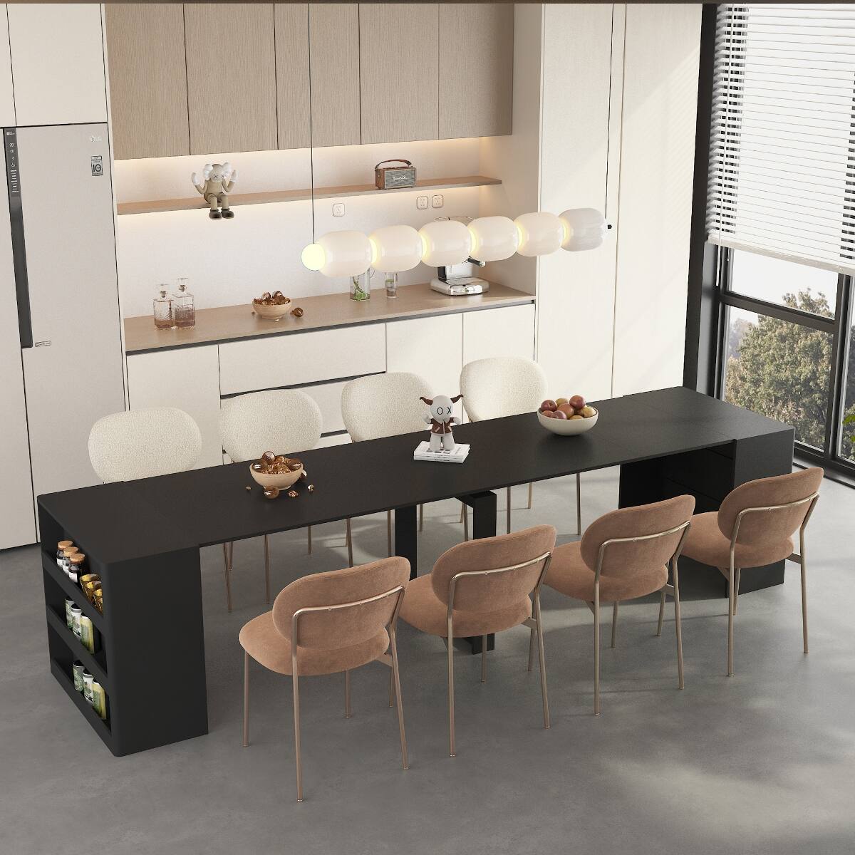 Loheer Extendable Dining Table for 1 to 10 People, Particle Board ...