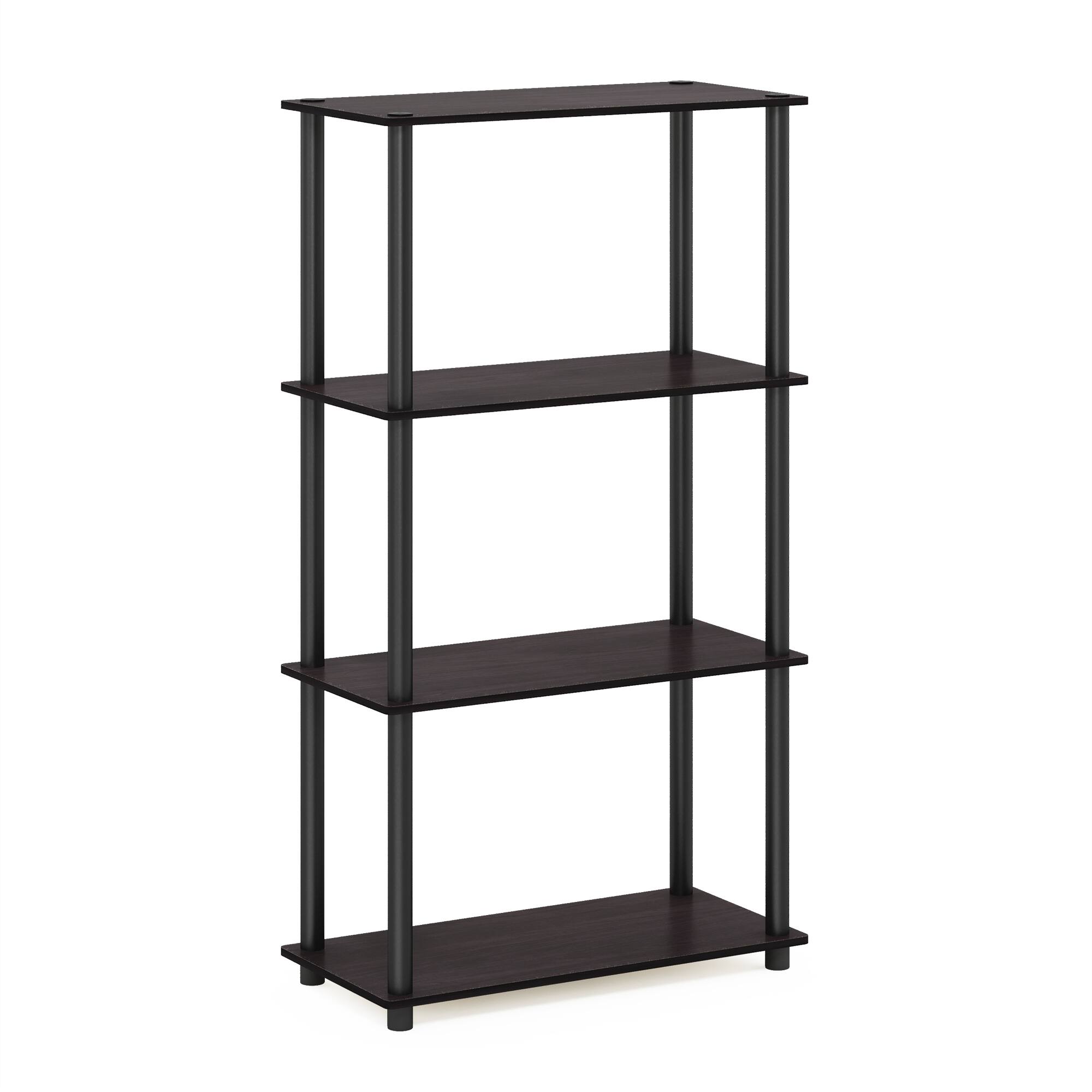 Front. Furinno - Turn-N-Tube 4-Tier Multipurpose Shelf Display Rack, Dark Walnut - Dark Walnut.