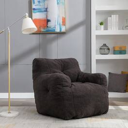 Trinkets Crazed - Bean Bag Chairs, Soft Tufted Foam Bean Bag Chair with Teddy Fabric for Adults and Kids - dark gray