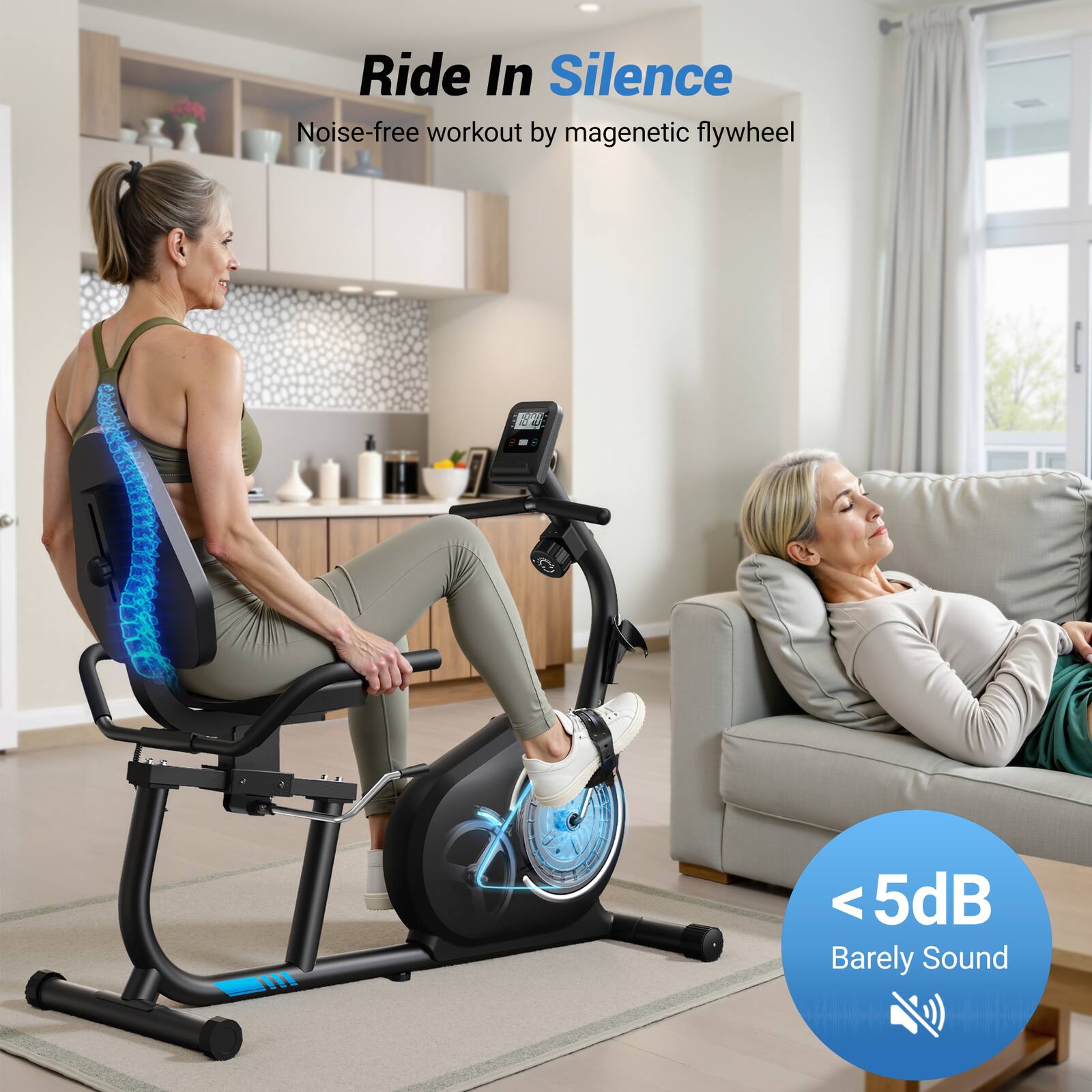 Ride In Silence
Noise-free workout by magnetic flywheel
<5dB Barely Sound