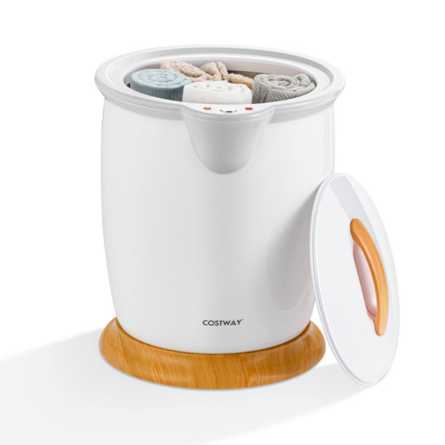 Alt View 5. LUCKY ONE - Freestanding Bathroom Towel Warmer Bucket with Auto Shut-Off and Fragrance Holder - White.