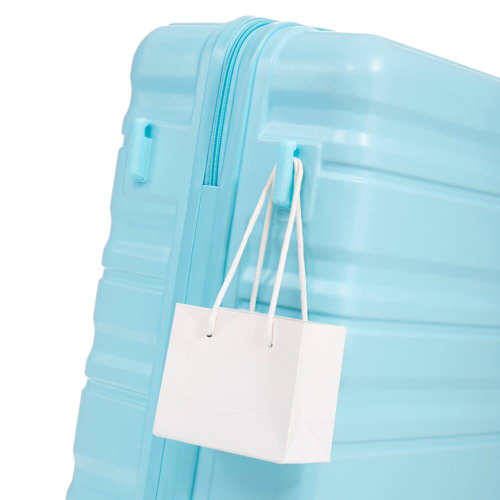 Angle. Ropilly - Ropilly 3 Piece Luggage Set Hard Shell Suitcase with Spinner Wheels, Blue - Blue.