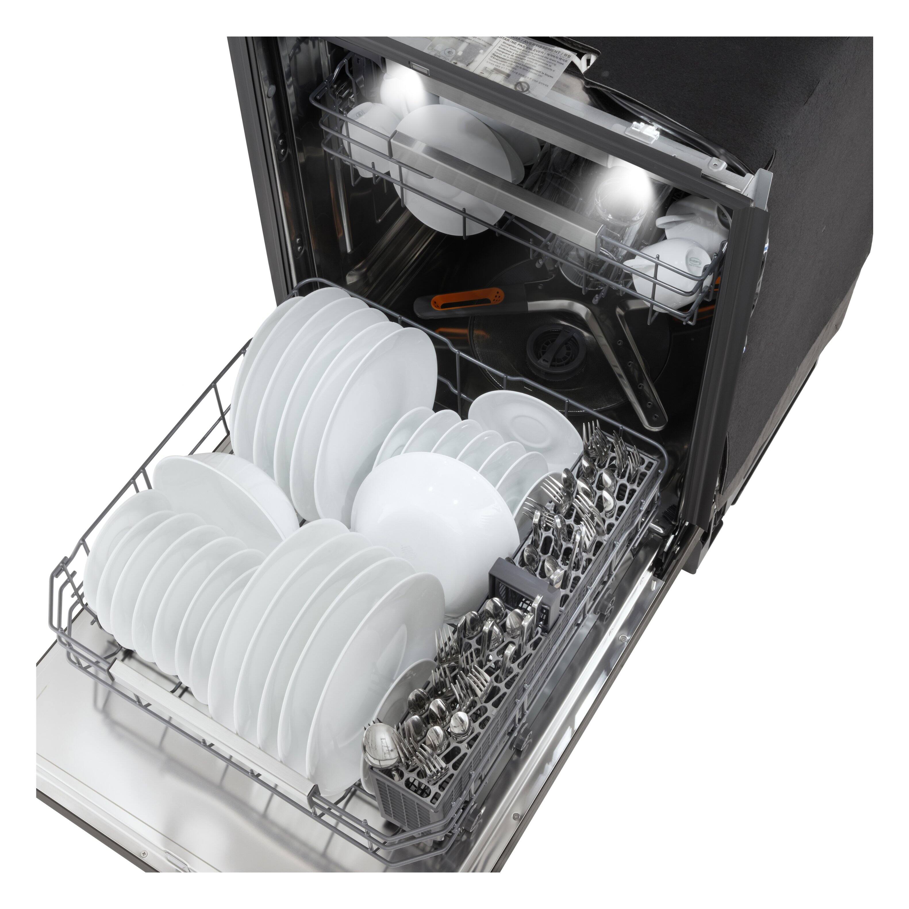 Alt View 22. LG - FlushFit 24" Top Control Smart Built-In Stainless Steel Tub Dishwasher with 3rd Rack, 1-Hour Wash & Dry Cycle and 42dBA - Black Stainless Steel.