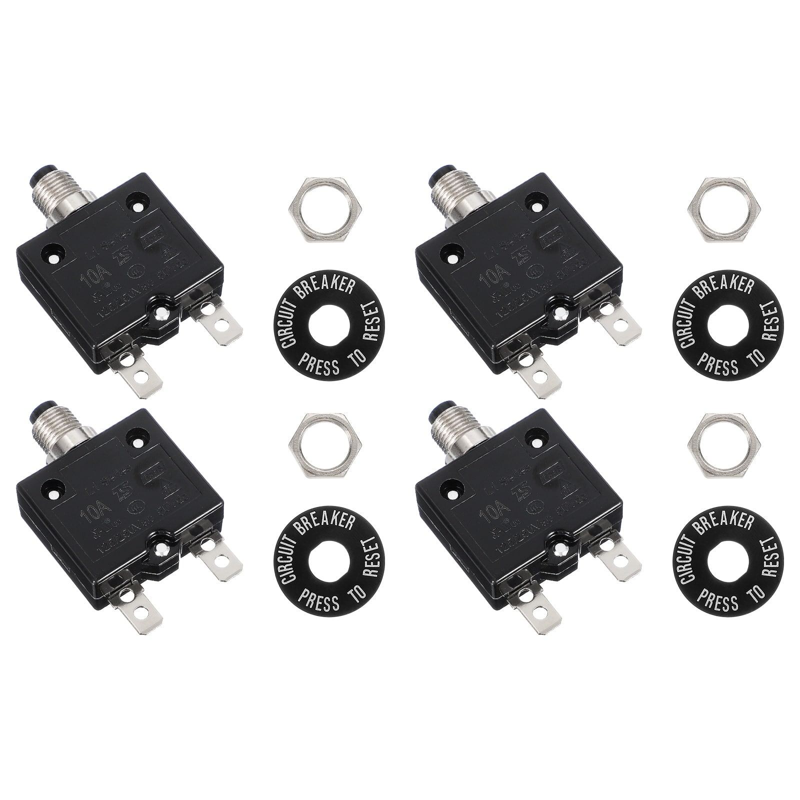 Unique Bargains - 4pcs 10A Push Button Circuit Breaker, 125/250V AC,50V DC, Manual Reset Thermal Overload Protector for Industrial - Black price history on PriceWatchPro