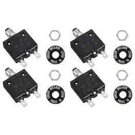 Unique Bargains - 4pcs 10A Push Button Circuit Breaker, 125/250V AC,50V DC, Manual Reset Thermal Overload Protector for Industrial - Black