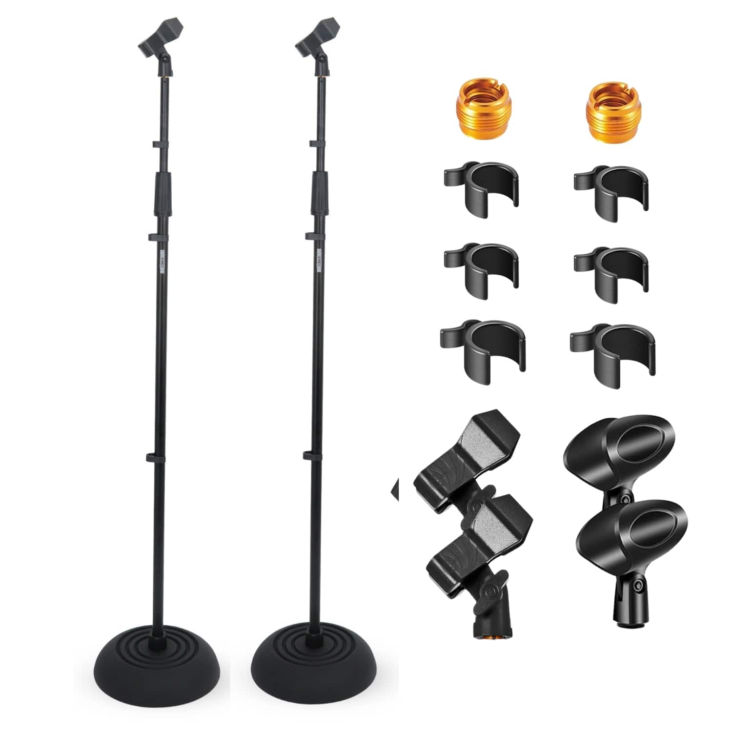 5 CORE - 5Core Mic Stand Floor Adjustable Round Base Universal Metal Microphone Stands 2x-MS RBP5 2PCS
