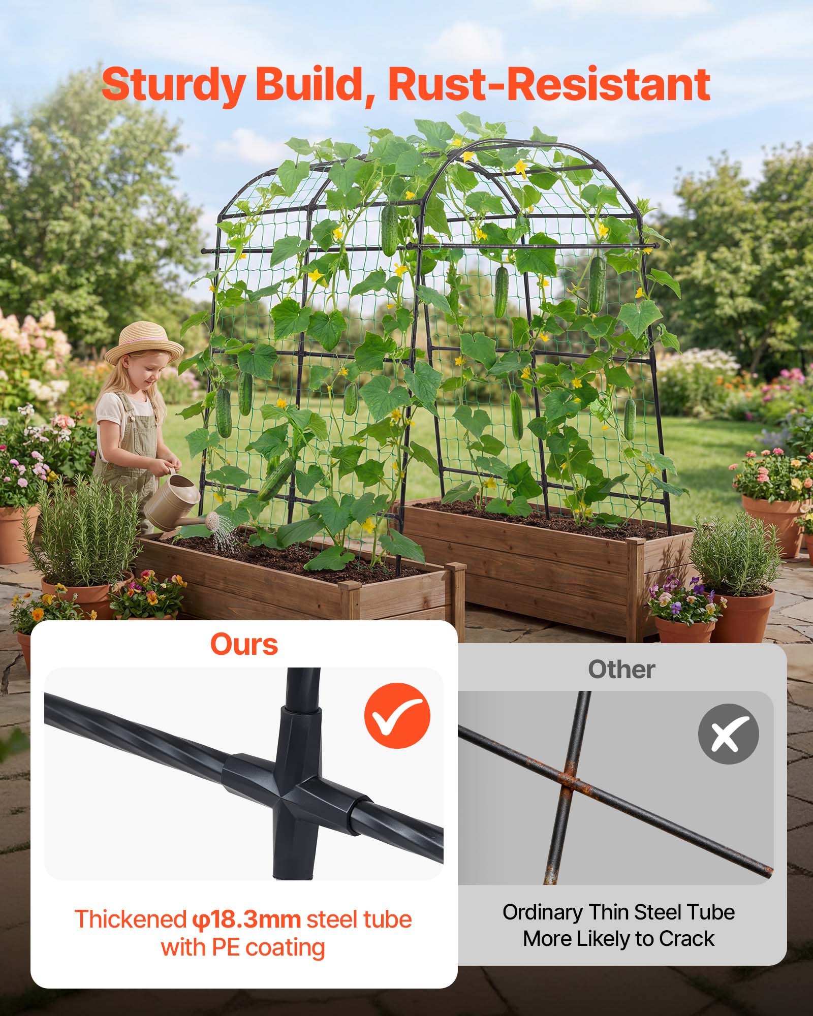 Sturdy Build, Rust-Resistant

Ours
Thickened φ18.3mm steel tube with PE coating

Other
Ordinary Thin Steel Tube More Likely to Crack