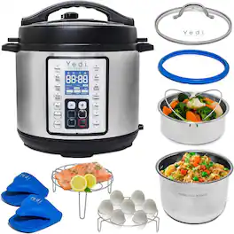 Yedi Houseware - Yedi Total Package Pressure Cooker- 9-in-1 Digital Screen with Deluxe Accessory Kit - Silver