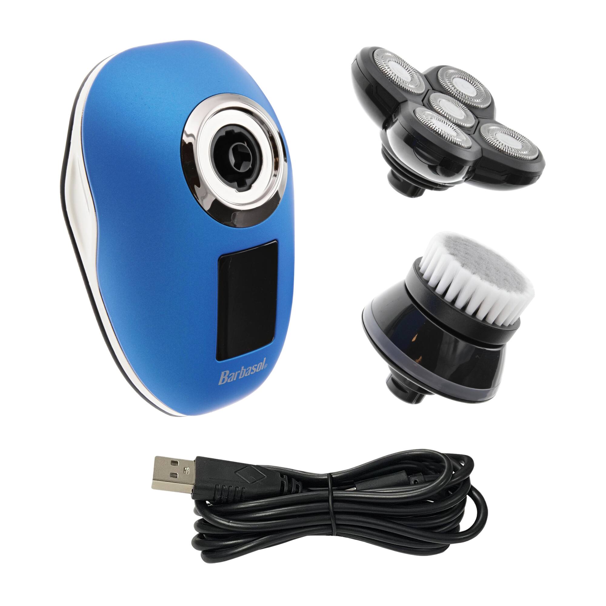 Alt View 2. Barbasol - Men’s Rechargeable Rotary Head Shaver with Hypoallergenic Titanium Blades - Blue.