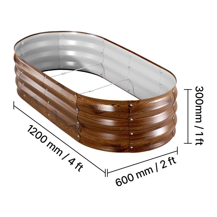 Landscape Store Structure VEVOR 2 Pack Galvanized Raised Garden Beds, 4 x 2 x 1 ft, Oval Metal ...