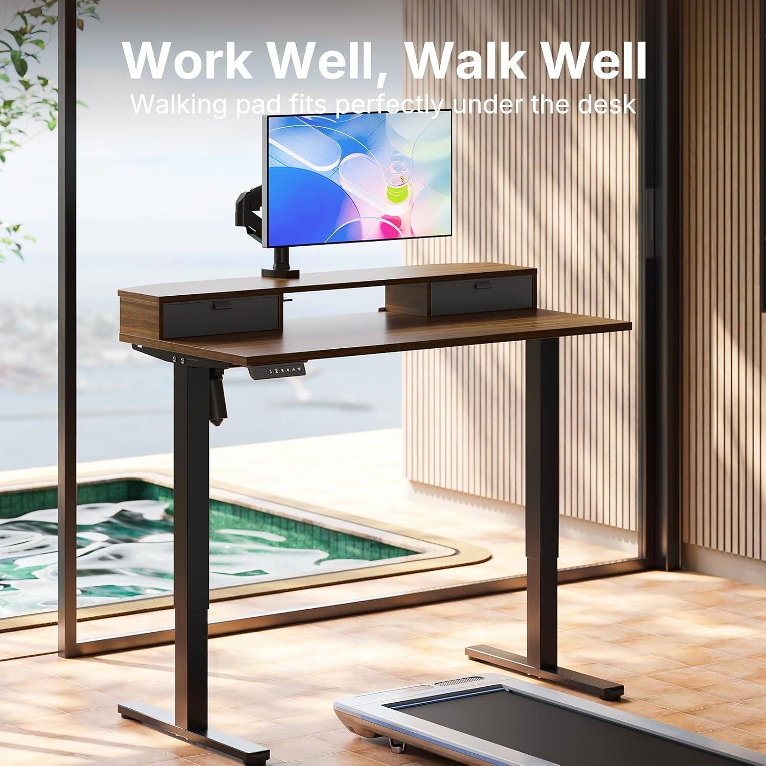 Work Well, Walk Well  
Walking pad fits perfectly under the desk  
1134AY