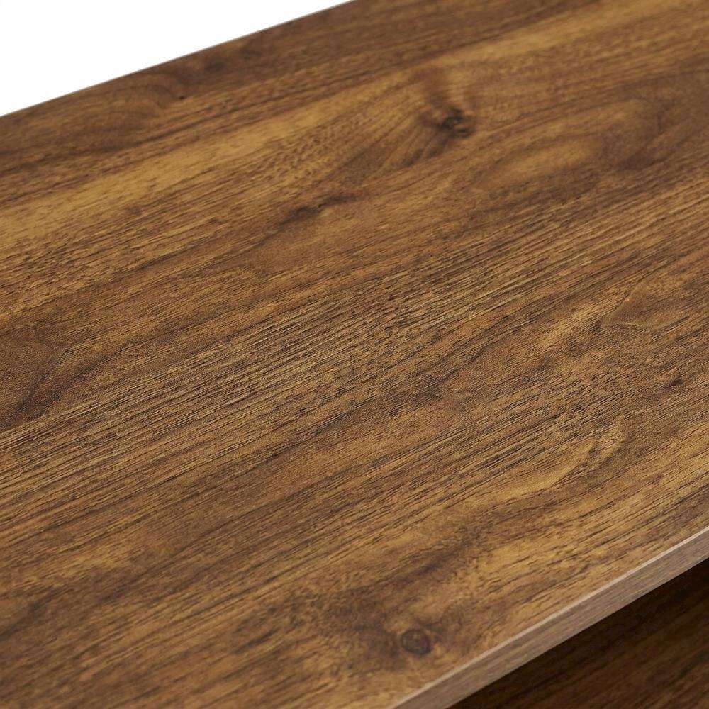 Alt View 2. FurniFact - Wooden record player stand with vinyl storage, compact design for living rooms - Walnut.