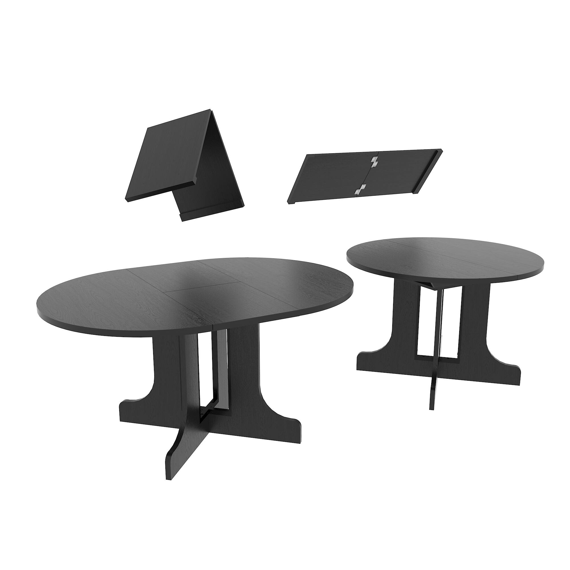 Alt View 9. Tiramisubest - Dining Table for Farmhouse Kitchen 59x43 Inch Expandable Oval Table Top with Removable Leaf Trestle X Shaped Base,Black - Black.