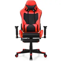 Costway - Gaming Chair Massage Reclining Racing Office Computer Chair with Footrest - Red - Front_Zoom