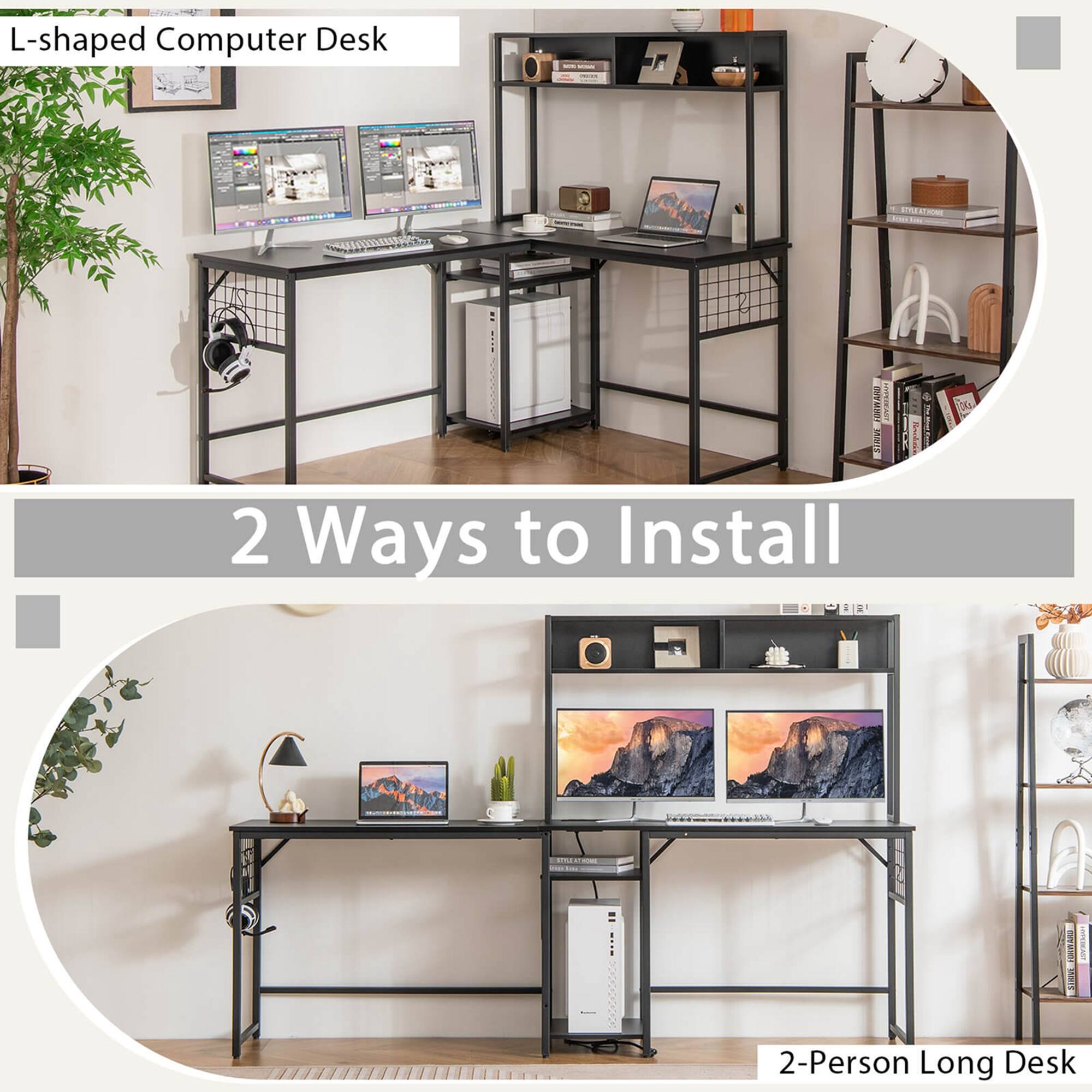 L-shaped Computer Desk

2 Ways to Install

2-Person Long Desk