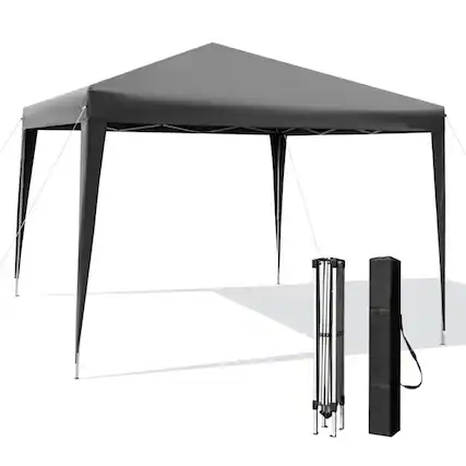 Front. Kadyn - 10 x 10 Feet Outdoor Pop-up Patio Canopy for Beach and Camp-Gray, Outdoor Gazebo Wedding Party Tent Canopy Tent.