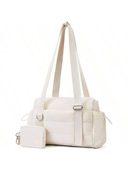 Live At Space - Small Gym Bag Women 2 Set Duffle with Wet Compartment and Coin Wallet, Tote WorkoutSportTravel - Beige