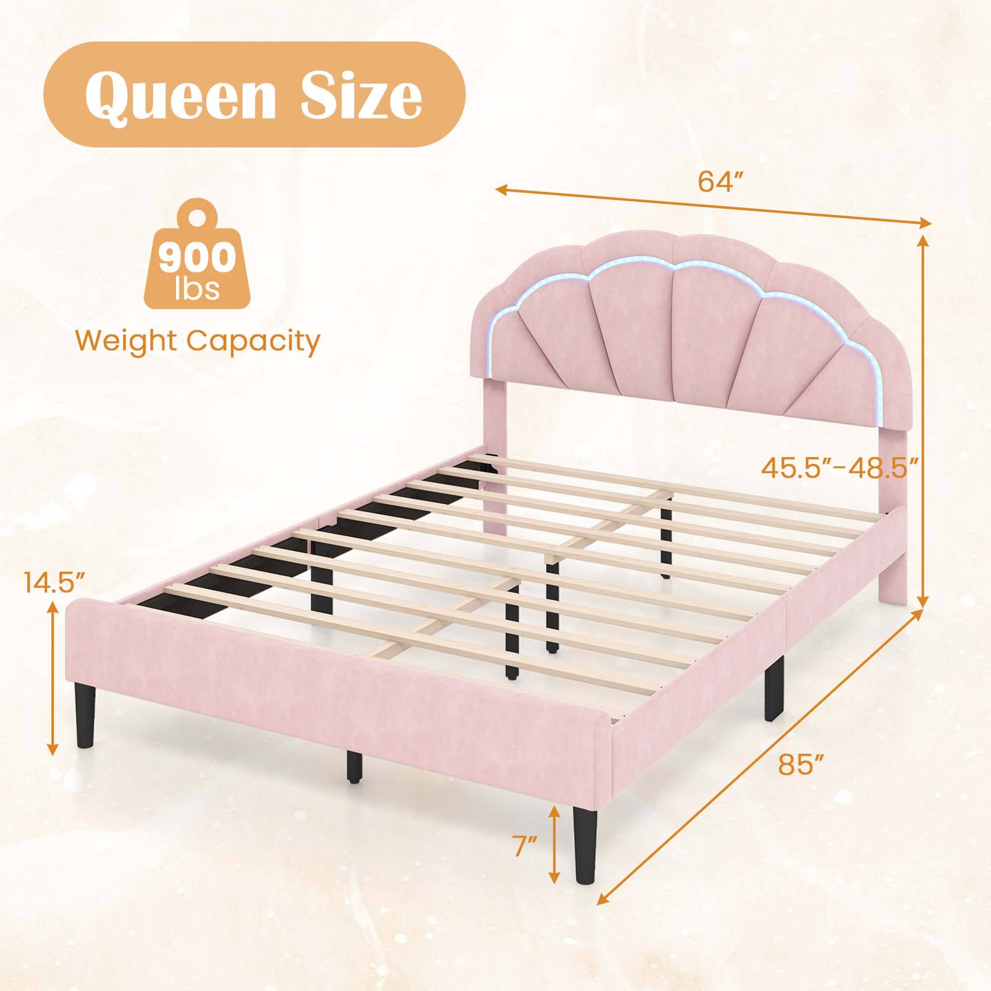 Queen Size 64" 900 lbs Weight Capacity 45.5"-48.5" 14.5" 85" 7"