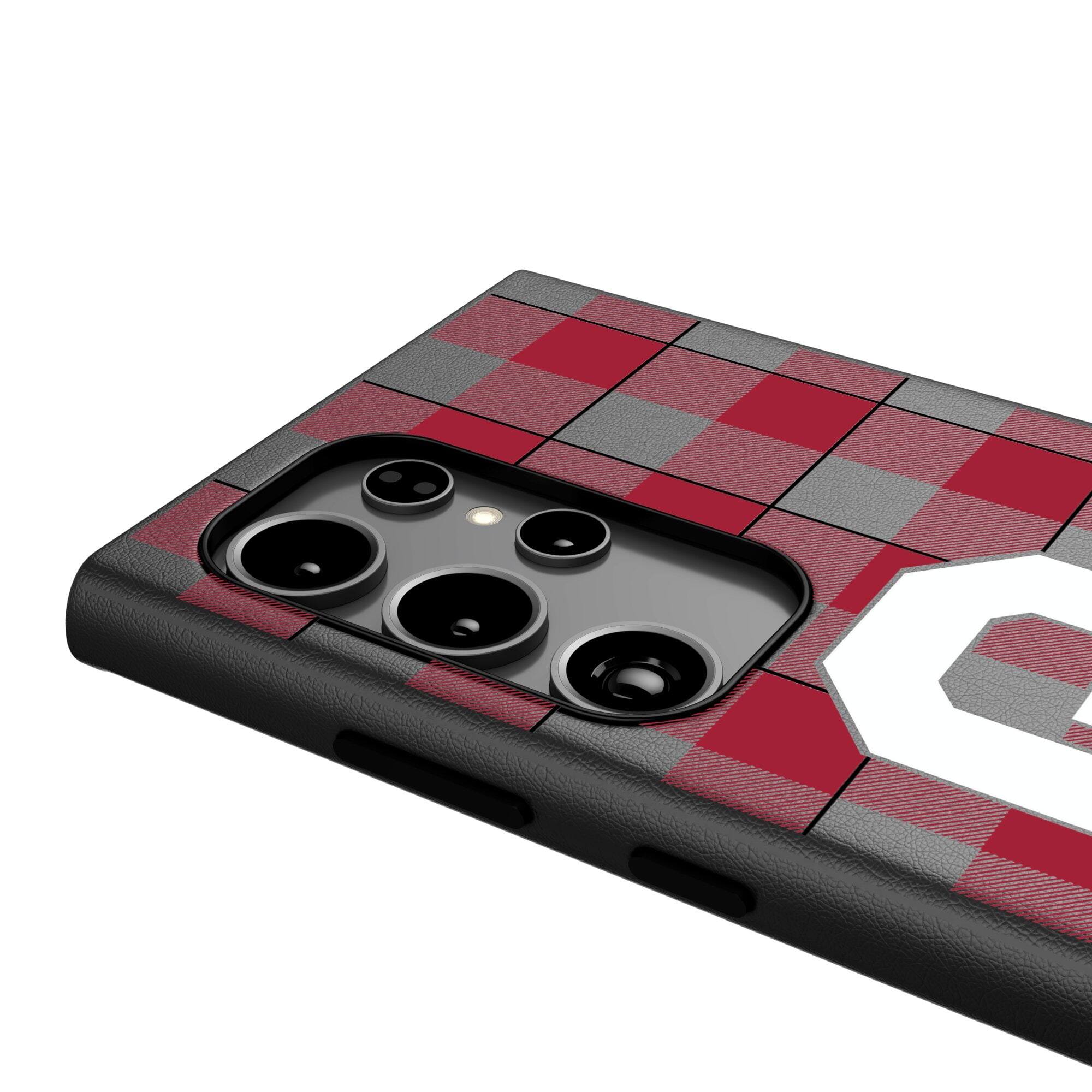 Alt View 3. Keyscaper - Oklahoma Sooners Plaid Galaxy Magnetic Bump Case - S24 - Black.