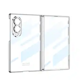 Dteck - for Samsung Galaxy Z Fold8 Rugged Clear Case with Hinge Protection,Built-in Screen Protector,Slim Hard PC Folio Cover - Silver