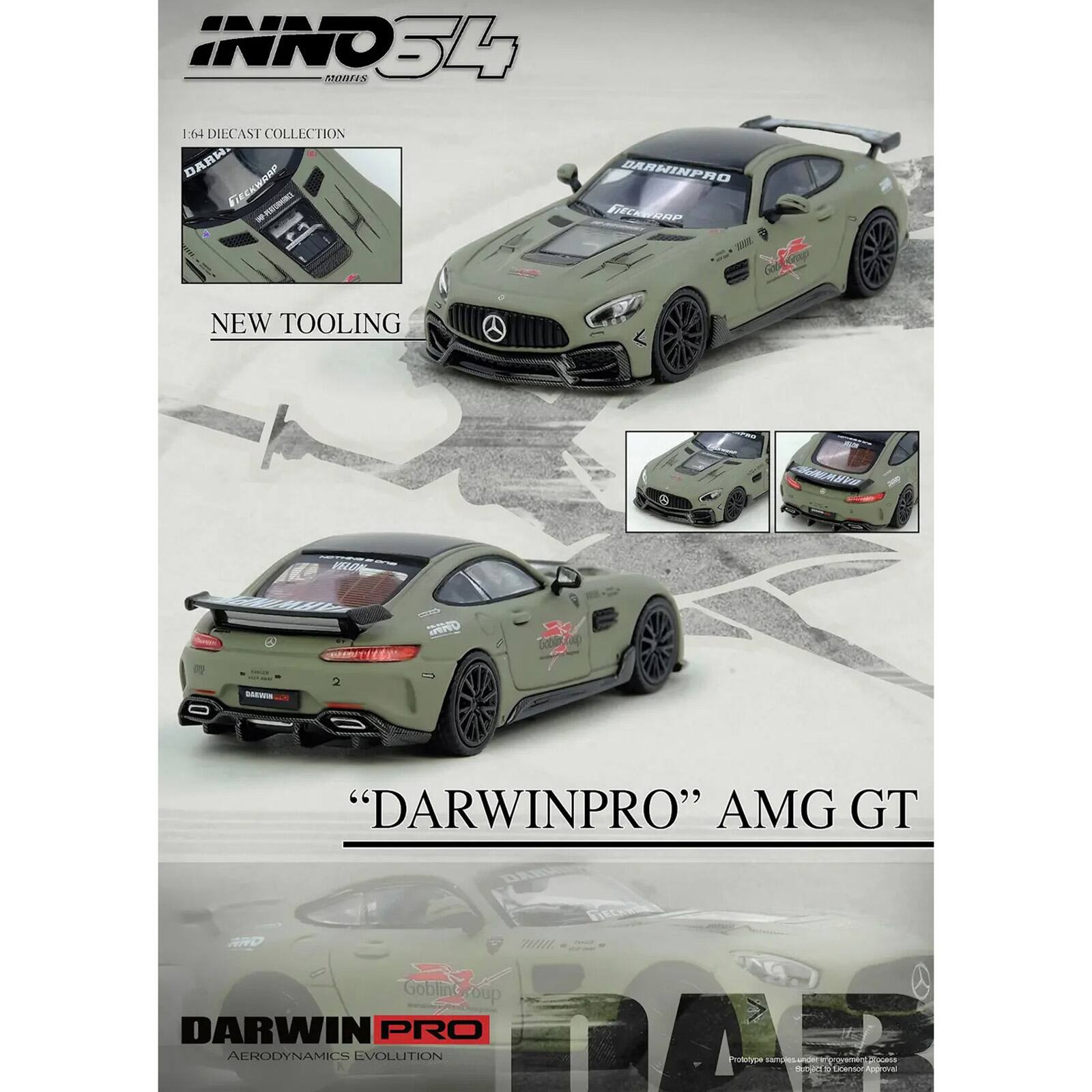 INNO 34 ATEN 1i DIECAST COLLECTION DARWINPRO - BARHINPRO FcuaRe Goo deap NEW TOOLING "DARWINPRO" AMG GT AERODYNAMICS EVOLUTION