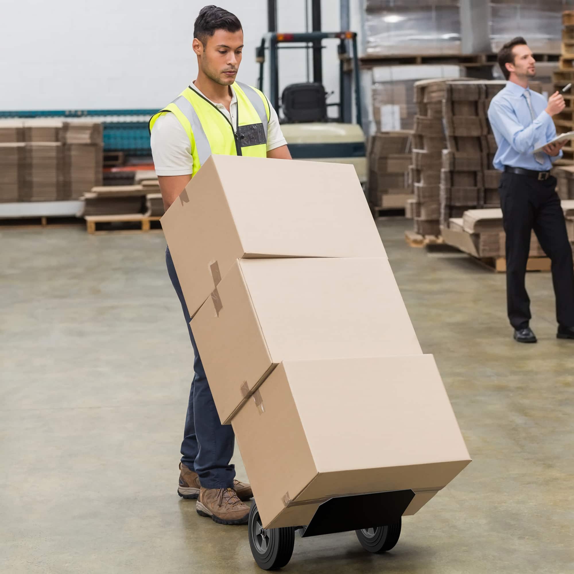 Alt View 12. Costway - Heavy Duty Hand Truck Metal Dolly Cart with P-Handle and Rubber Wheels and 770 LBS Max Load - Black.