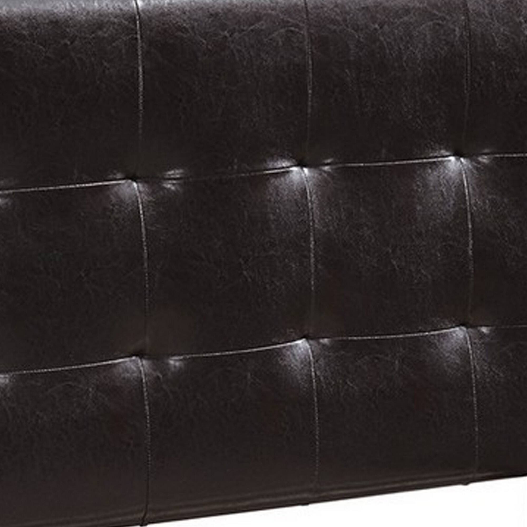 Alt View 2. Manhattan Lane - Twin Leatherette Bed with Checkered Tufted Headboard - Brown.