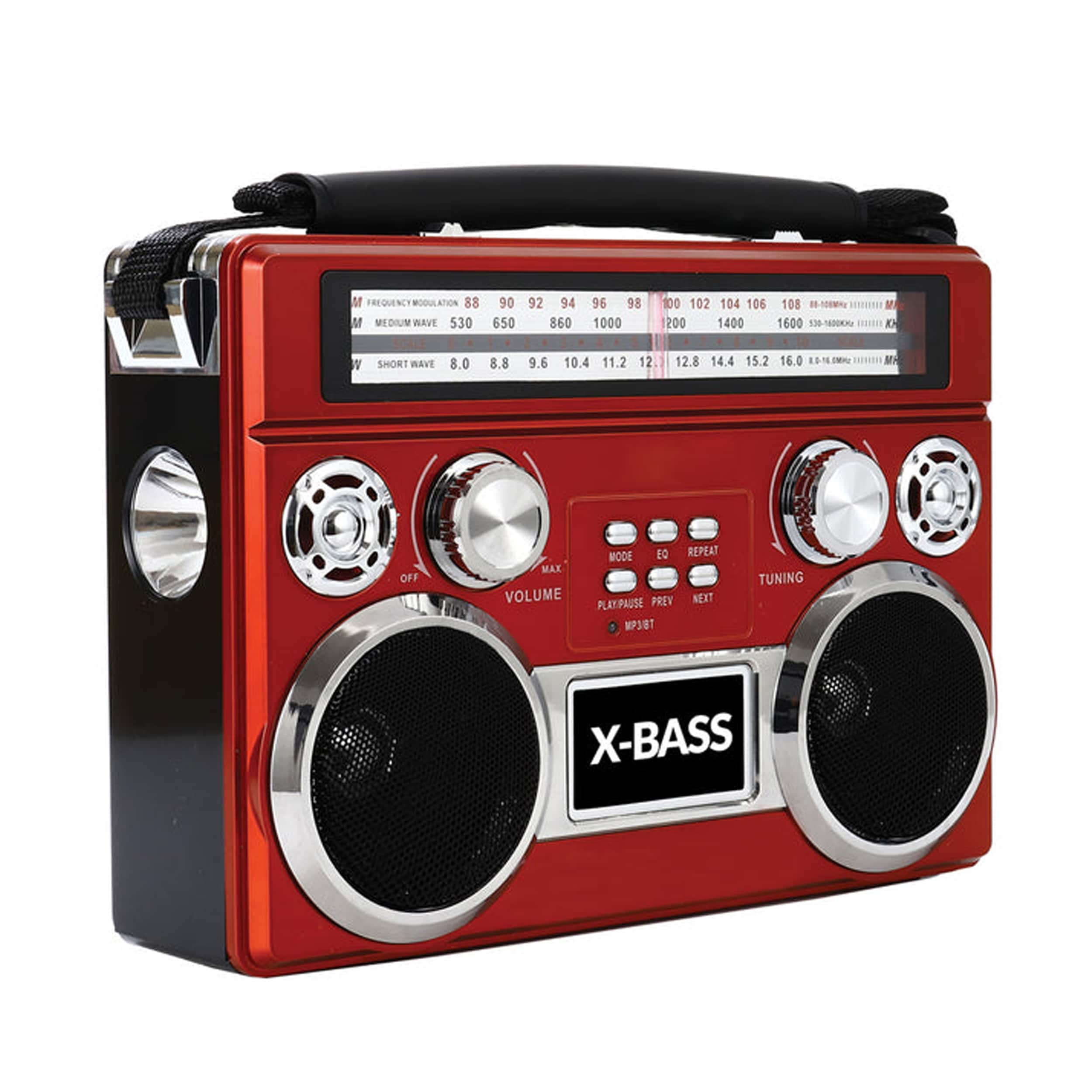 Supersonic - Retro Rechargeable 3 Band Radio With Bluetooth and Flashlight in Red
