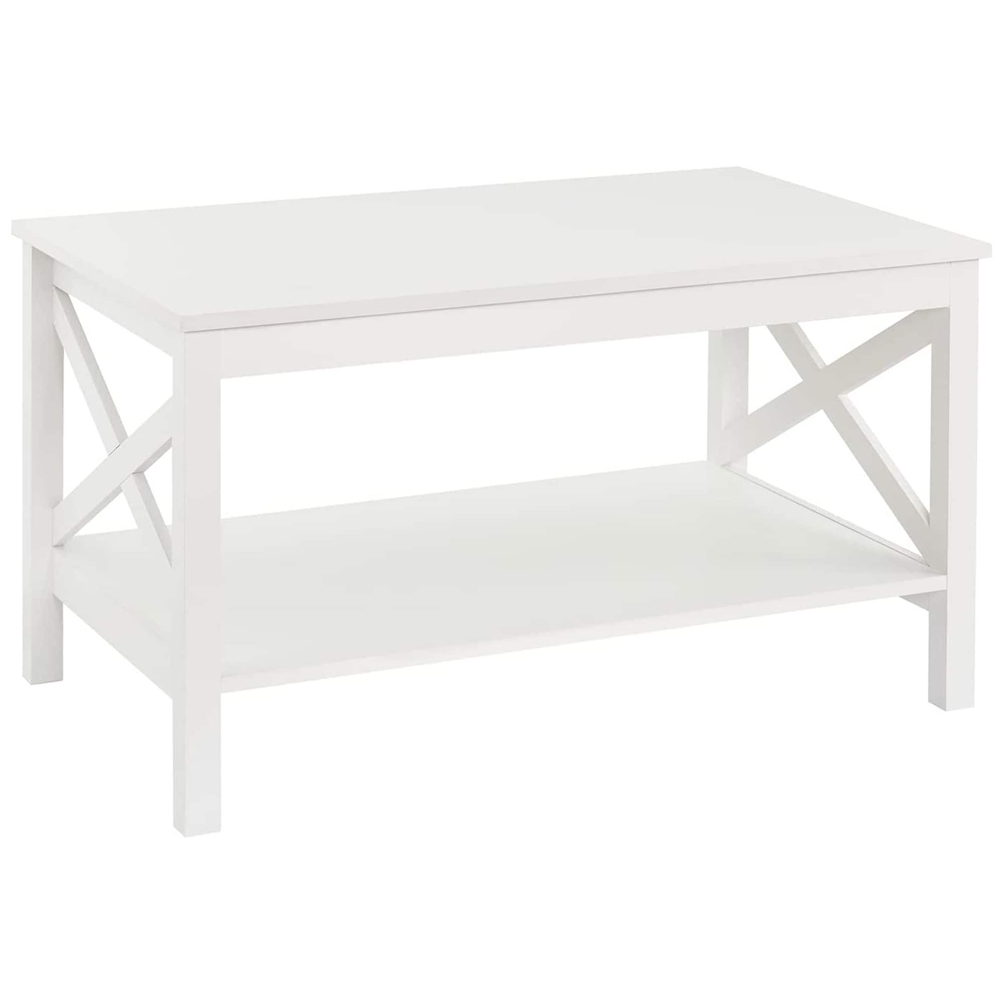 ClosetMaid - X Frame Living Room Accent Coffee Table with Shelf Storage - White