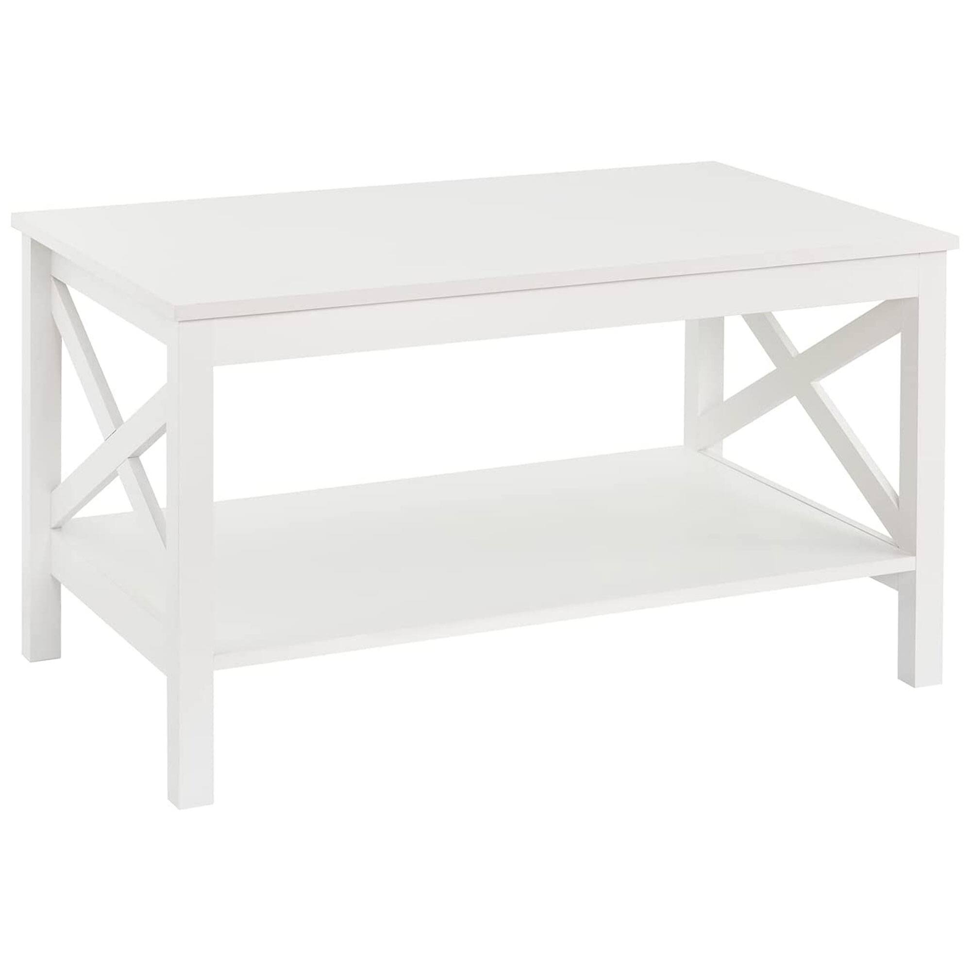 Front. ClosetMaid - ClosetMaid X Frame Living Room Accent Coffee Table with Shelf Storage, White - White.