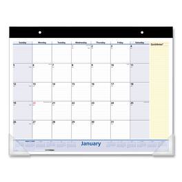 AT-A-GLANCE - QuickNotes Desk Pad 22 x 17 White Blue Yellow Sheets Black Binding Clear Corners 13 Month Jan 2026 to Jan 2027