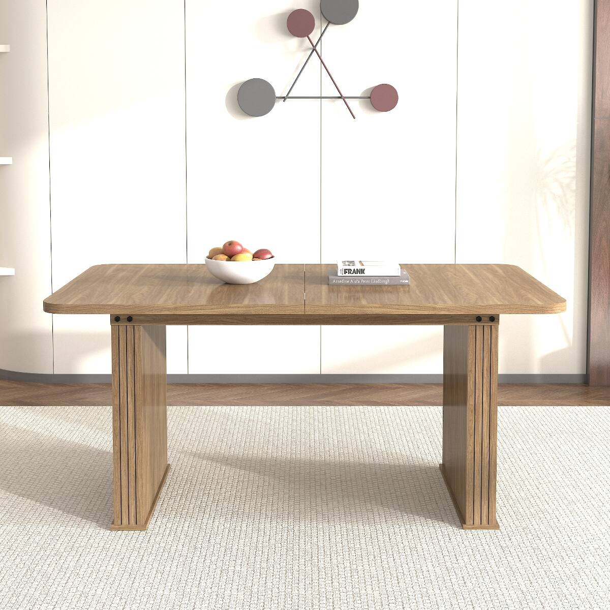 Loheer Extendable Dining Table, Modern Wood Table for 6 to 10 People ...