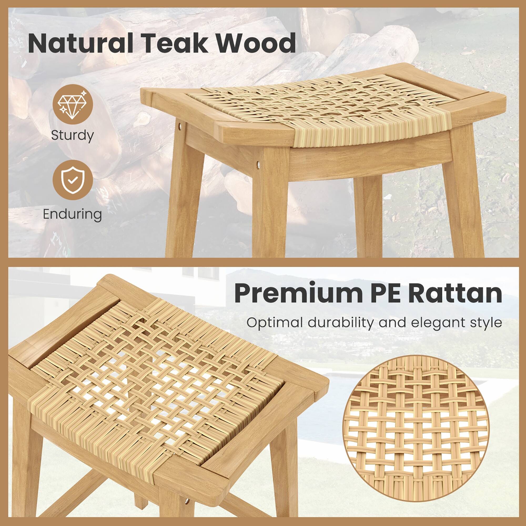 Natural Teak Wood Sturdy Enduring Premium PE Rattan Optimal durability and elegant style