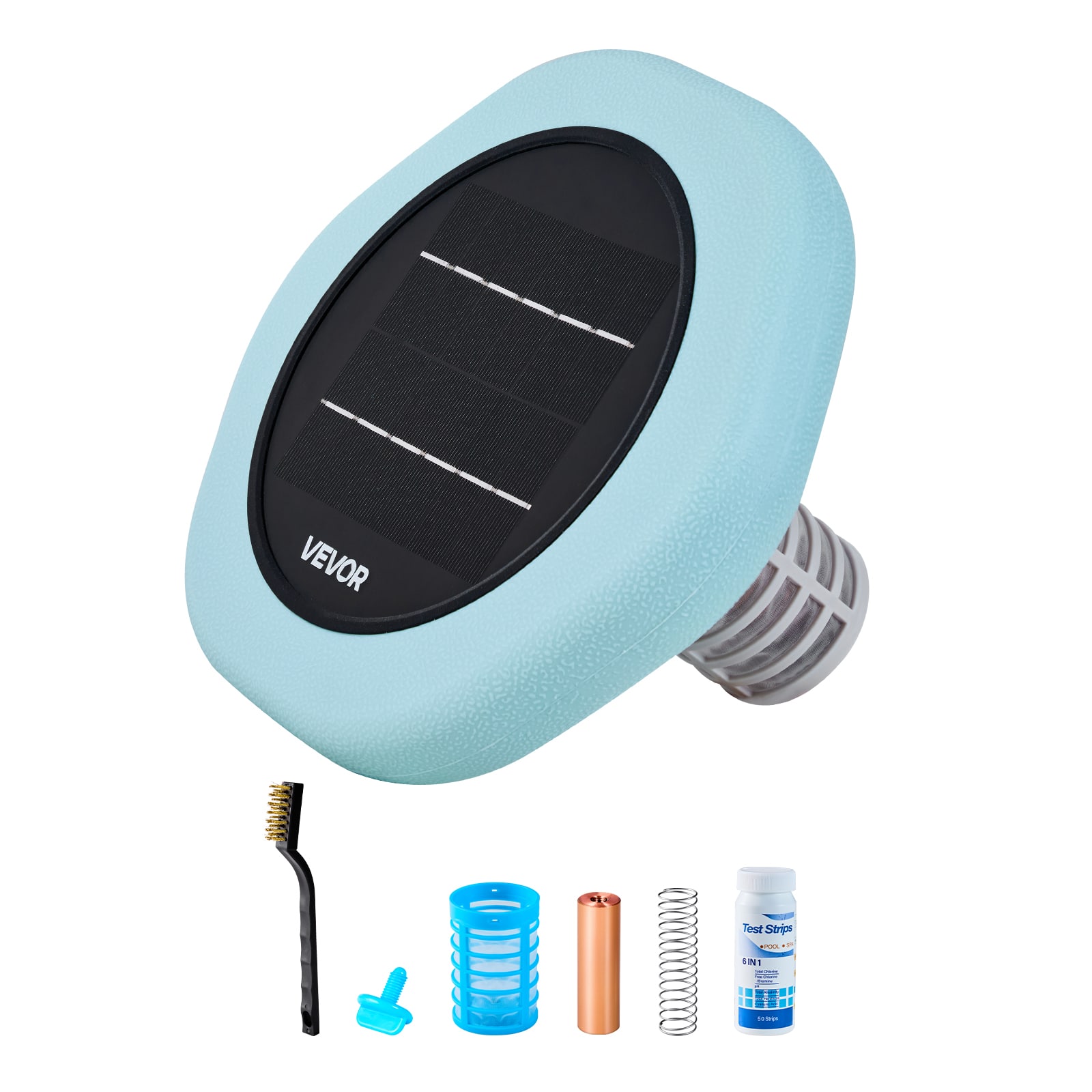 VEVOR - Solar Pool Ionizer, Hexagon Copper Pool Ionizer Up to 45000 Gal, Floating Automatic Water Cleaner and Purifier - Green
