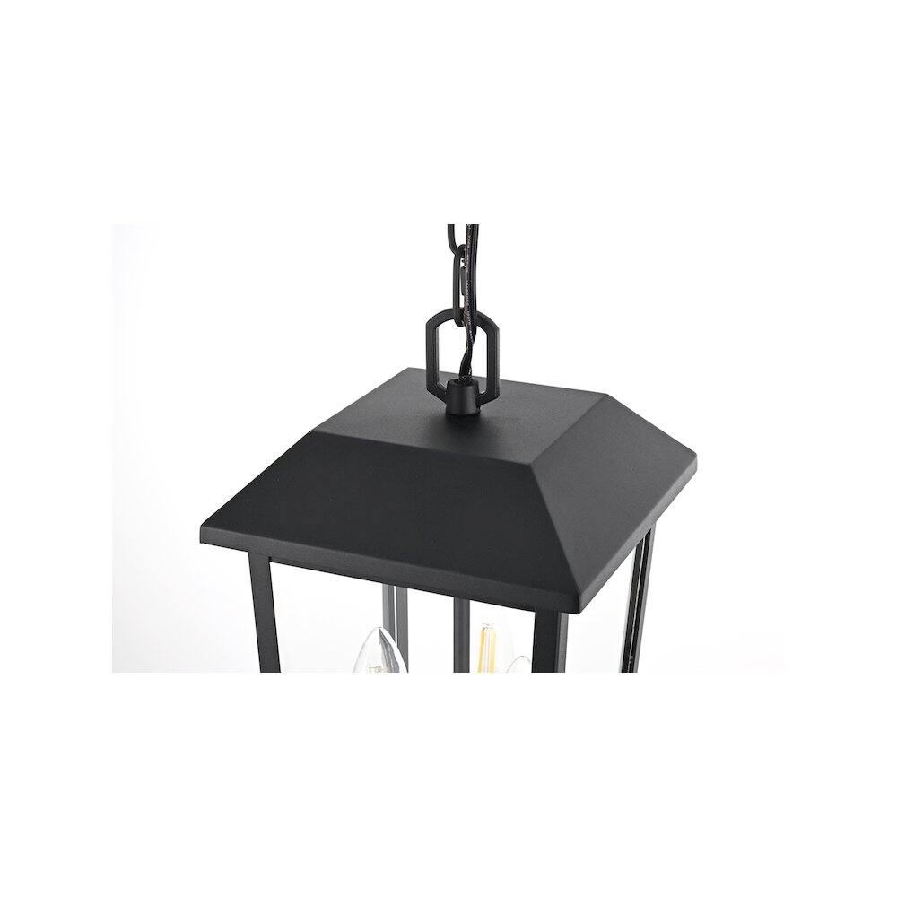 Alt View 4. Elegant Lighting - Riggs 8 x 15 inch Outdoor Pendant in Black - Black.