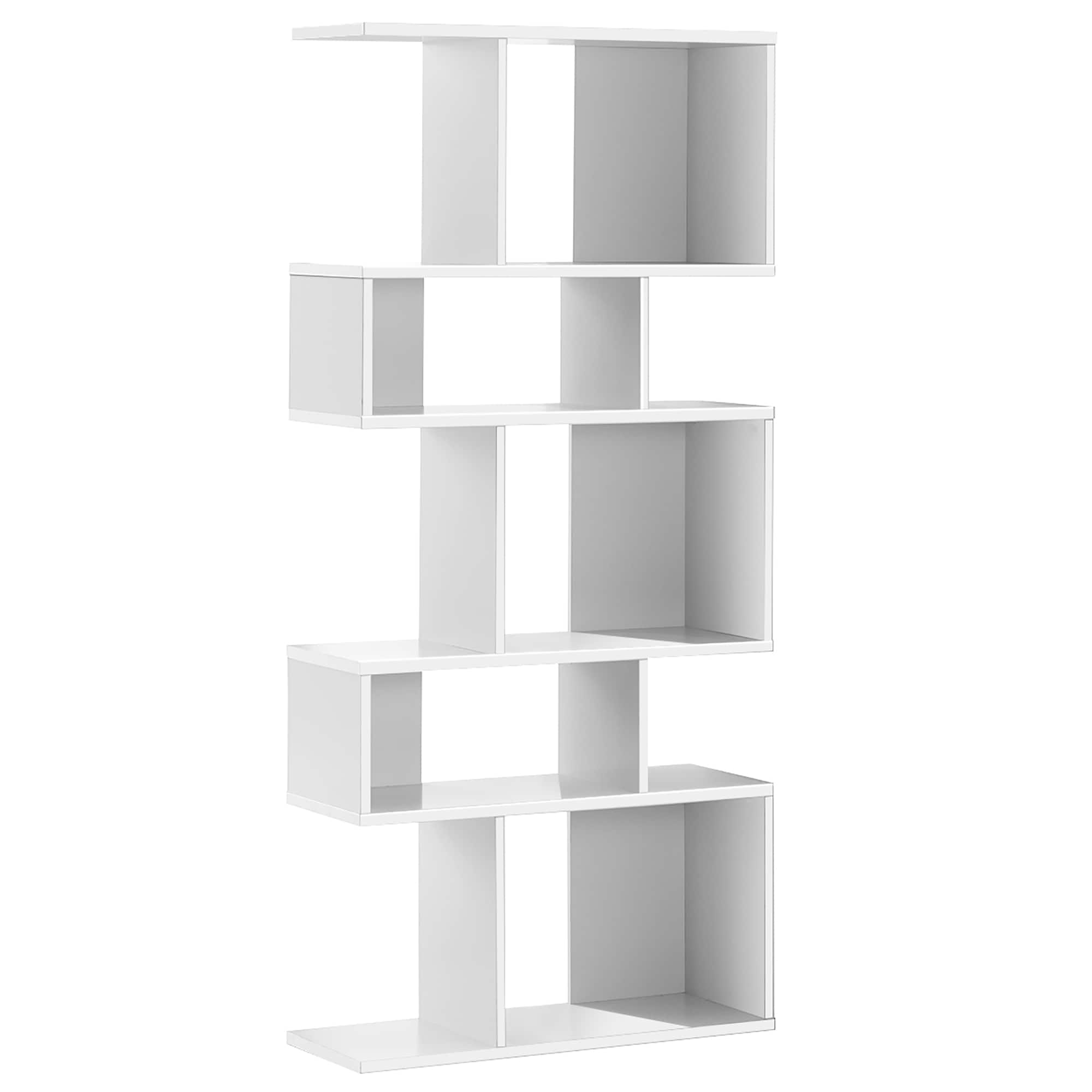 Gymax - 5 Cubes Ladder Shelf Freestanding Corner Bookshelf Display Rack Bookcase - White