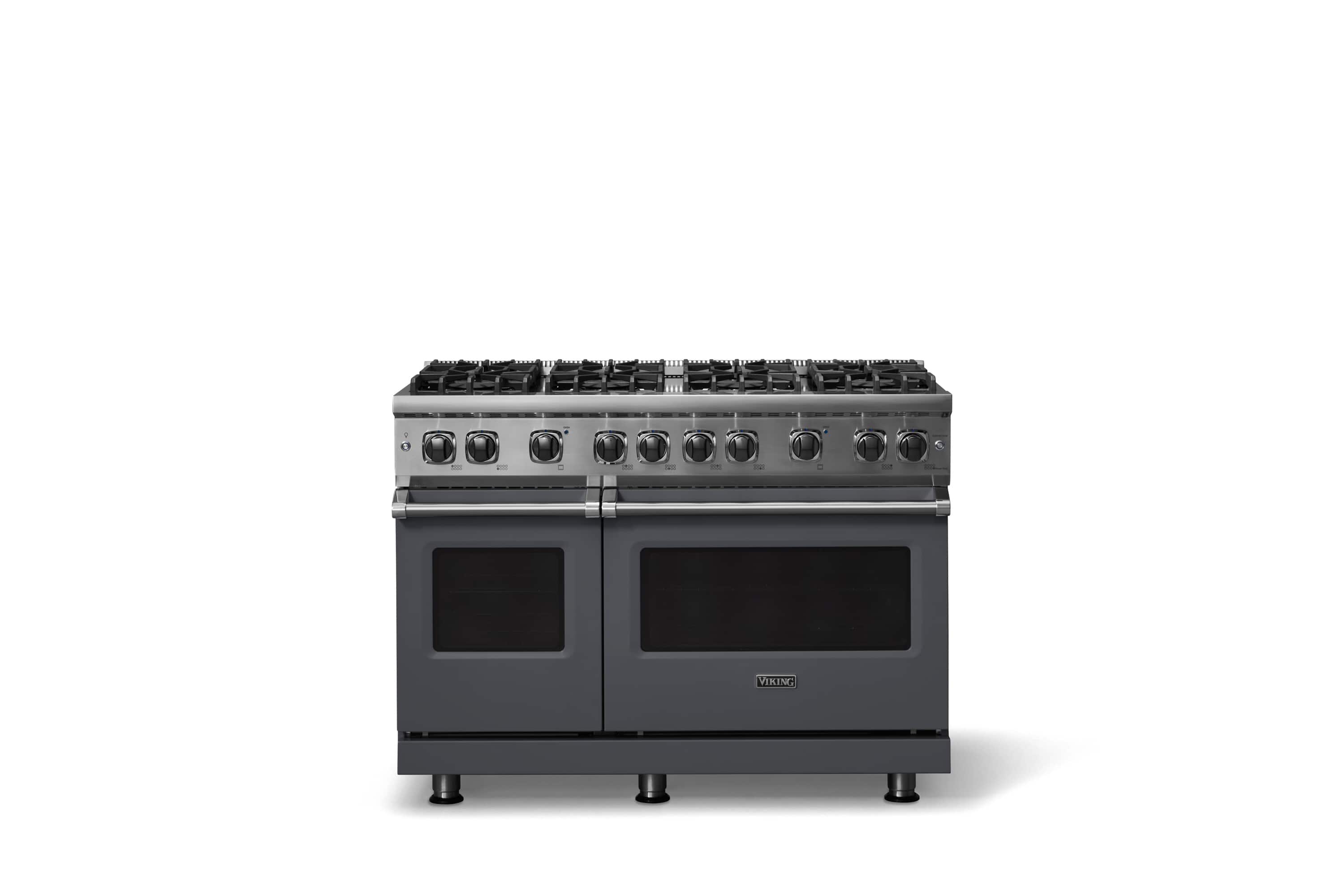 Front. Viking - 6.1 Cu. Ft. Professional 5 Series Freestanding Double Oven Gas Convection 8 Burner Range - Cast Black.