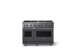 Front. Viking - 6.1 Cu. Ft. Professional 5 Series Freestanding Double Oven Gas Convection 8 Burner Range - Cast Black.