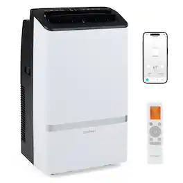 Costway - 14000 BTU WiFi Enabled Portable Air Conditioner with Dehumidifier, Fan, Sleep Modes - White + Black