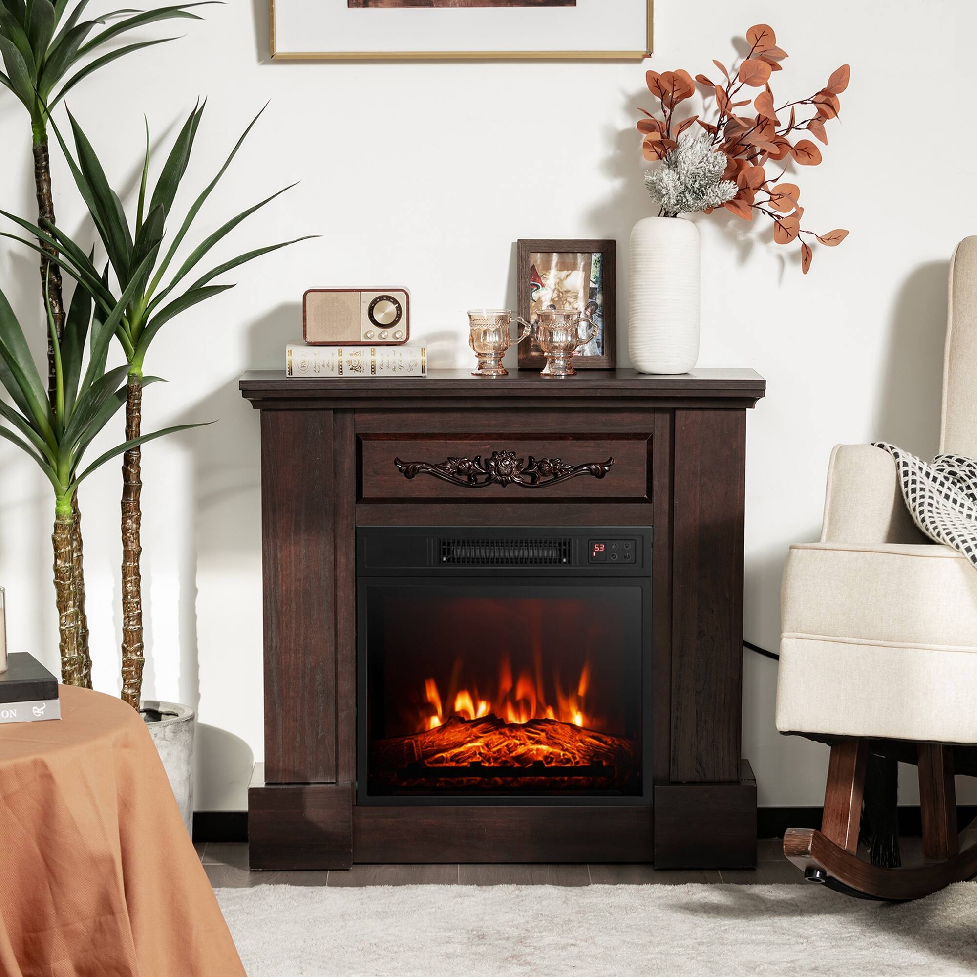 Alt View 2. Boyel Living - 1400W TV Stand Electric Fireplace Mantel with Remote Control.