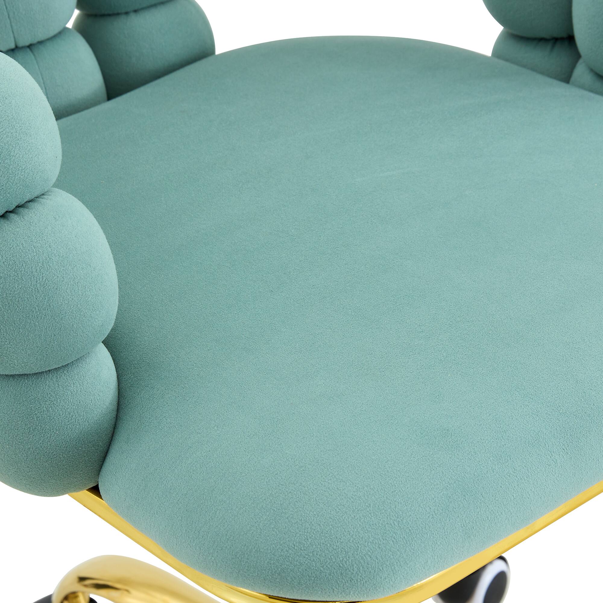 Alt View 10. Loheer - Loheer- Velvet Desk Chair Teal Swivel Vanity Chair with Gold Base and Wheels for Bedroom Home Office 2.82 ft - Gold,Teal.