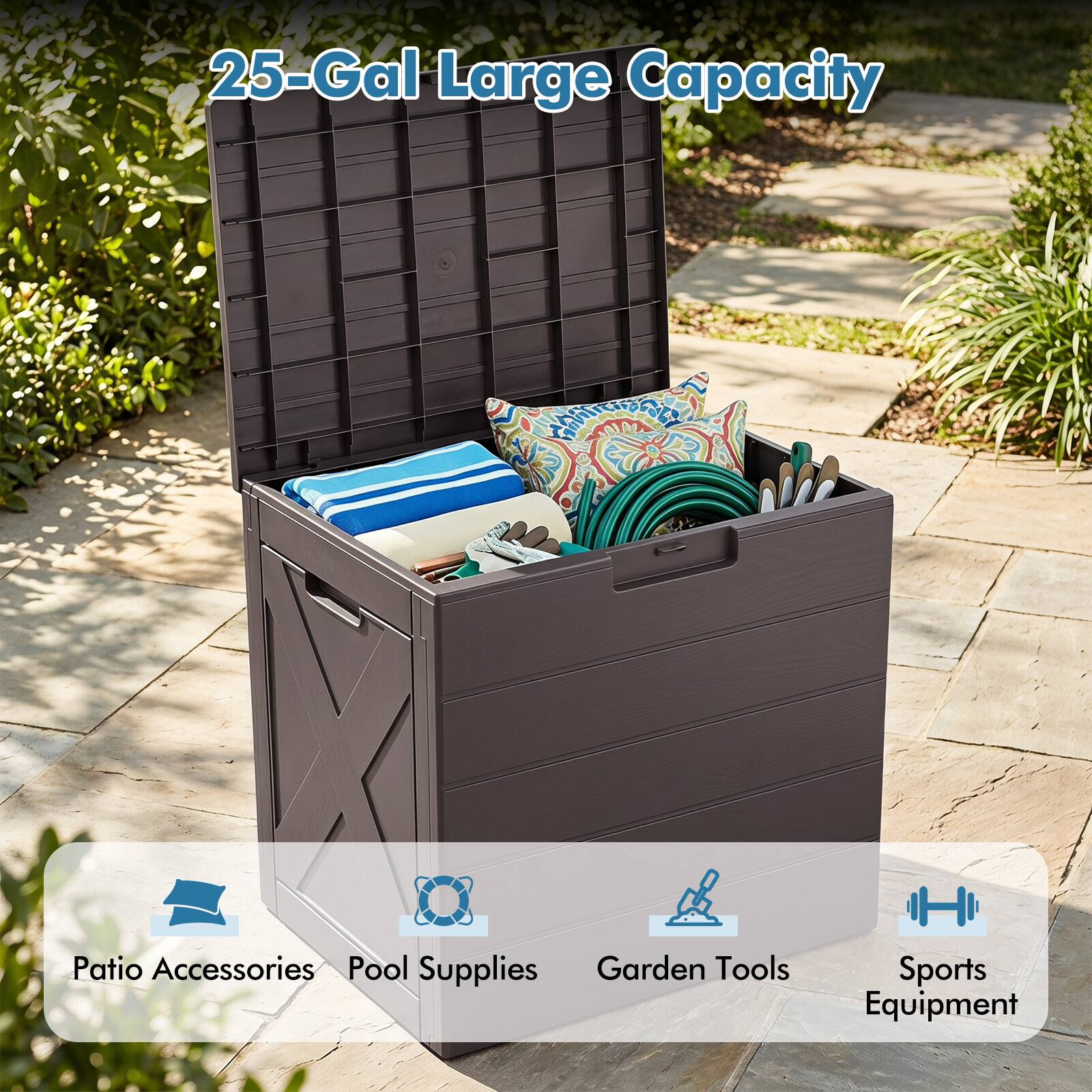 25-Gal Large Capacity

Patio Accessories Pool Supplies Garden Tools Sports Equipment
