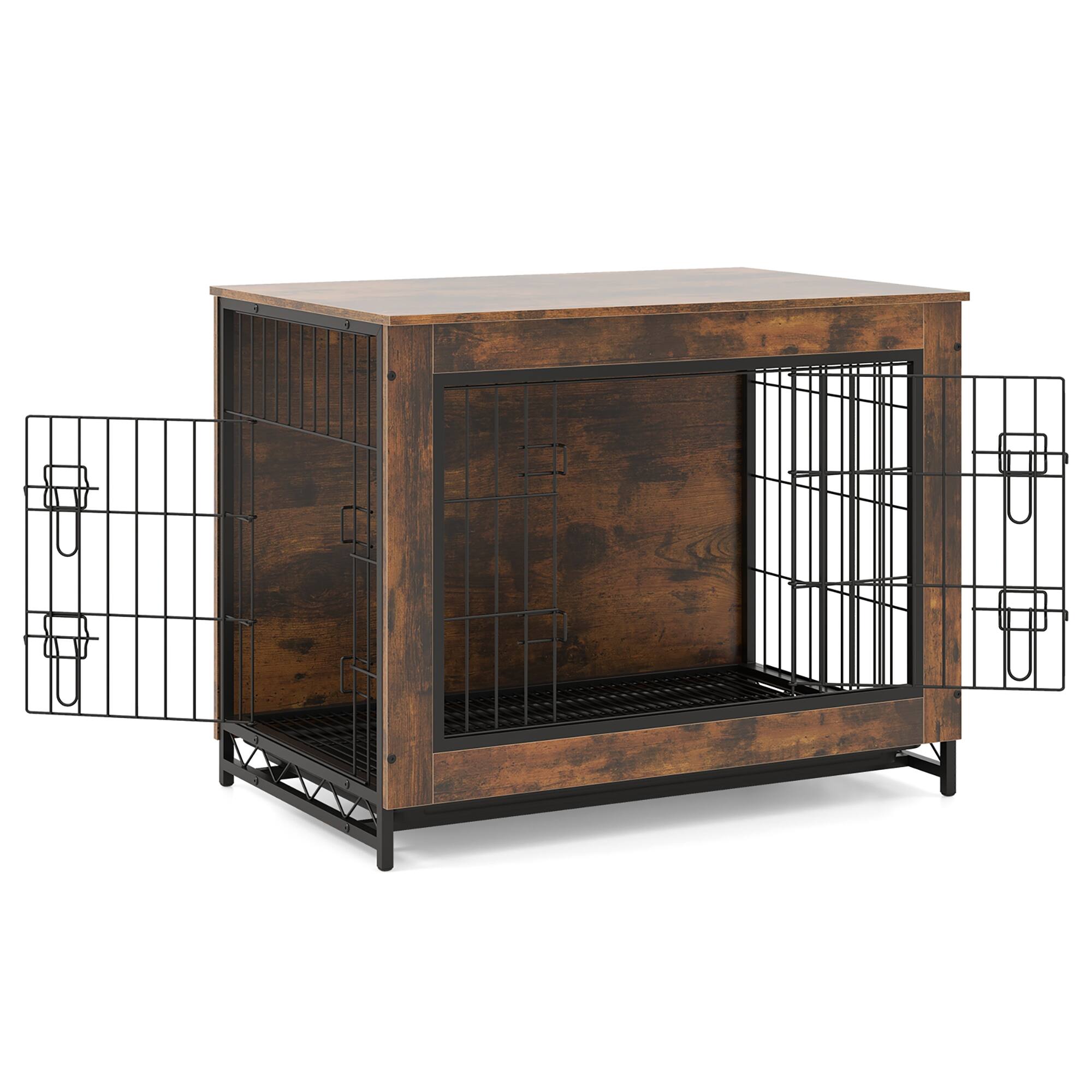 Alt View 9. Gymax - Gymax Industrial Dog Crate Furniture Heavy-duty Kennel Cage w/ 3 Chew-proof Walls Large.