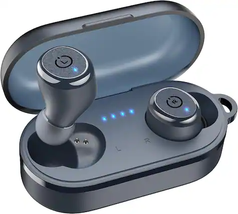 Front. TOZO - TOZO T10 Bluetooth Wireless Earbuds, 55H Play, OrigX 2.0, Custom 32EQ, Wireless Charge, IPX8, Comfort Ergonomics - Blue.