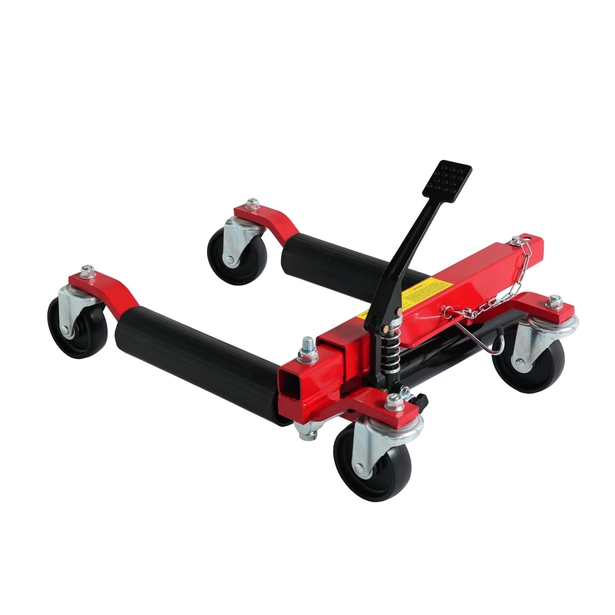 Ropilly - Car Wheel Dolly with Ratcheting Foot Pedal, 1500 lb Vehicle Positioning Dolly, 12 Inch Tire Wheel Dolly - Red+Black