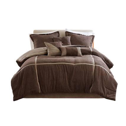 Front. Gracie Mills - Gracie Mills Barlow 7-Piece Comforter Set in Taupe and Chocolate Brown - Brown.