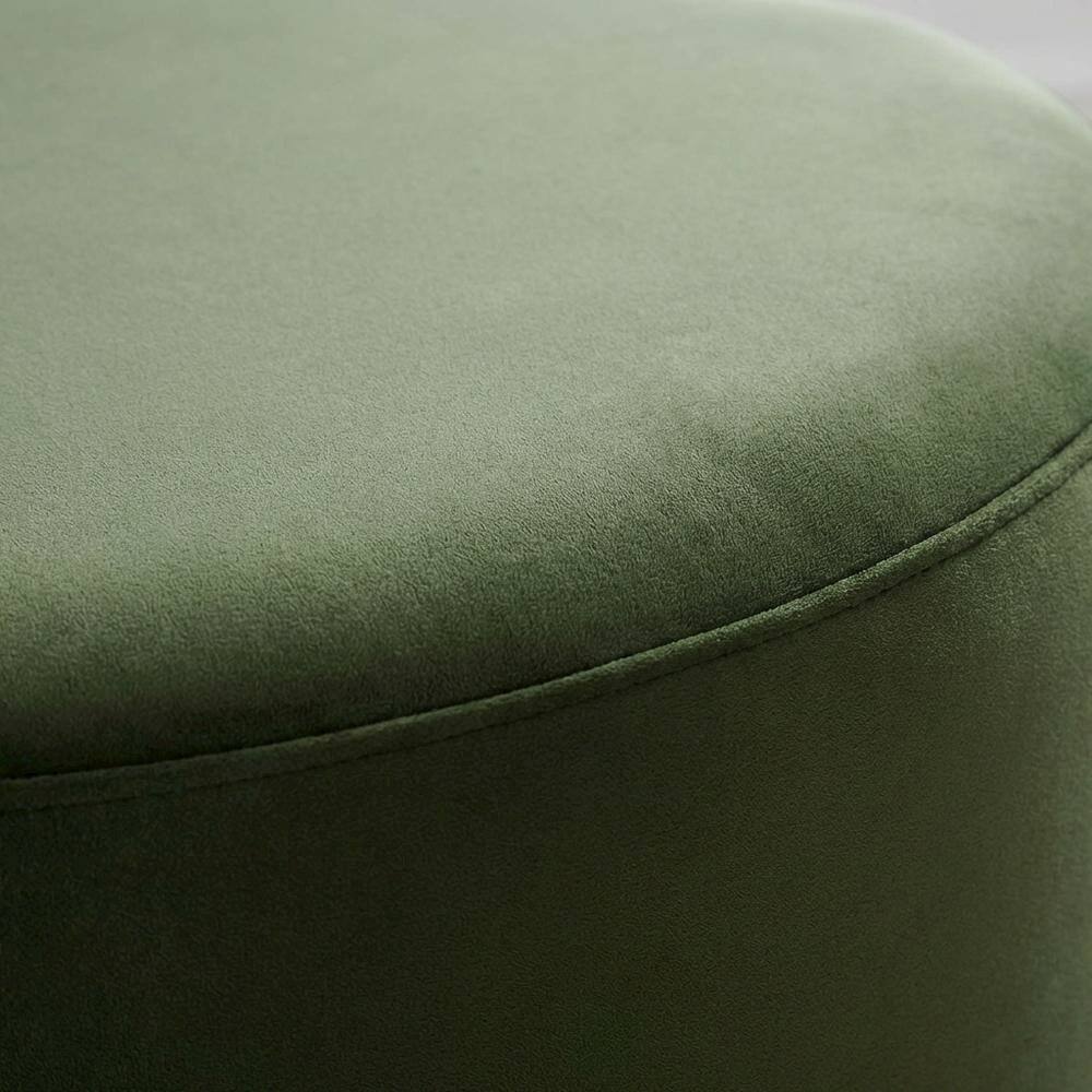 Alt View 1. Outdoor Escape - Performance Velvet Round Ottoman, Neutral Color, Plush Upholstery, Sturdy Base - Green.